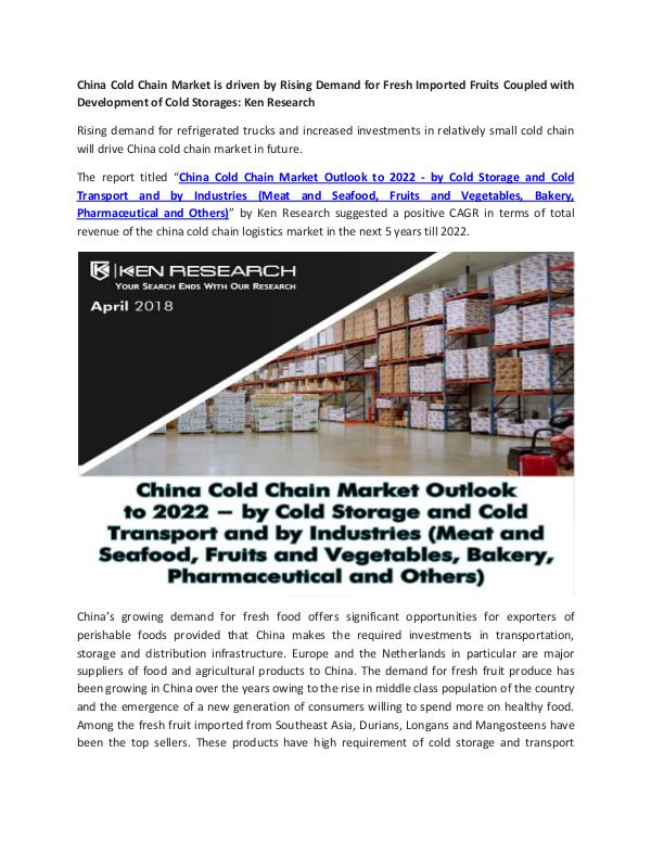 Market Research Reports - Ken Research China Cold Chain Market Trends