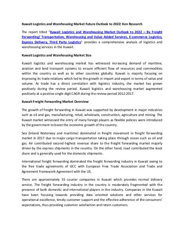 Market Research Reports - Ken Research Warehousing Type Kuwait, Sea Transport Kuwait