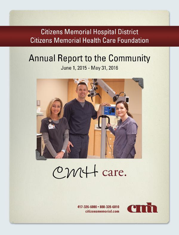 CMH Annual Report June 1, 2015 - May 31, 2016