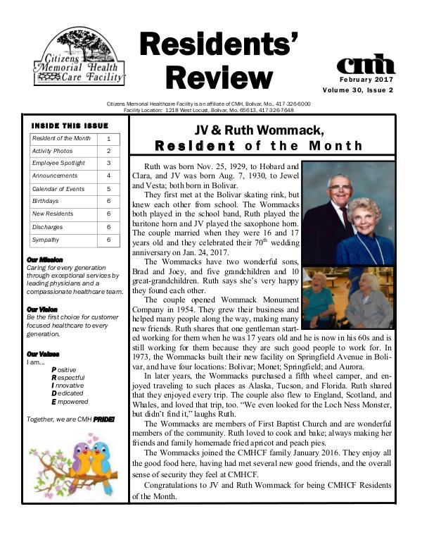 CMHCF Residents' Review February 2017