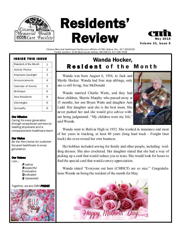 CMHCF Residents' Review May 2018