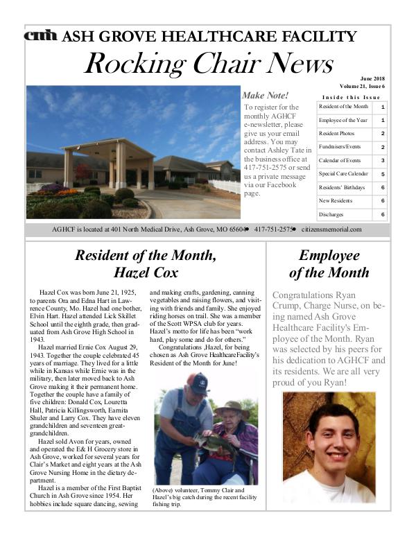 Ash Grove Healthcare Facility's Rocking Chair News June 2018