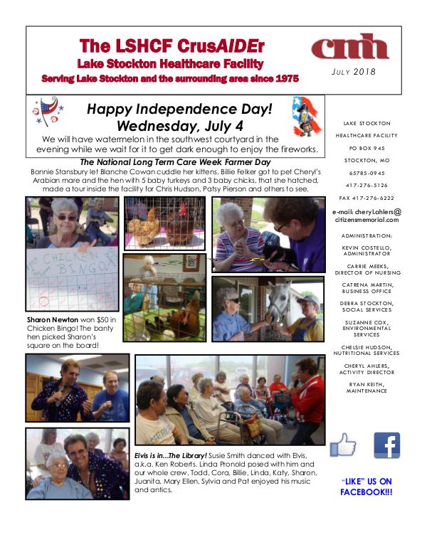 Lake Stockton Healthcare Facility eNewsletter July 2018