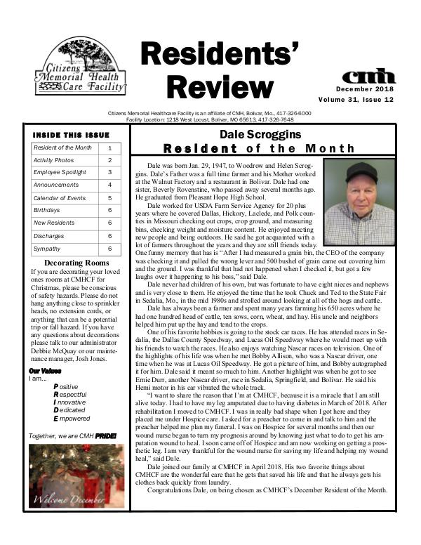 CMHCF Residents' Review December 2018