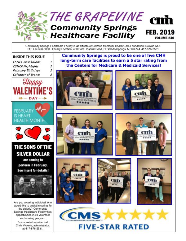 Community Springs Healthcare Facility's The Grapevine February 2019
