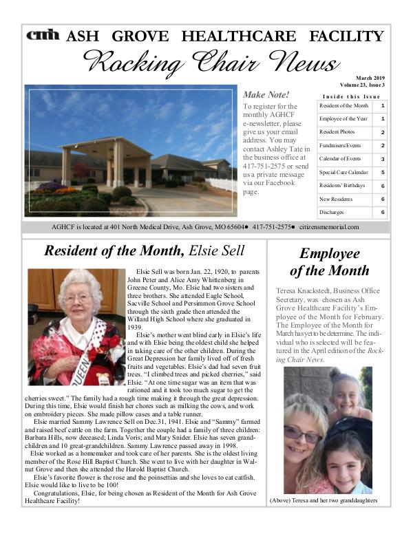 Ash Grove Healthcare Facility's Rocking Chair News March 2019