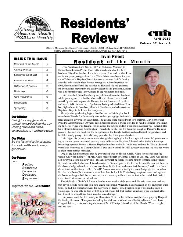 CMHCF Residents' Review April 2019
