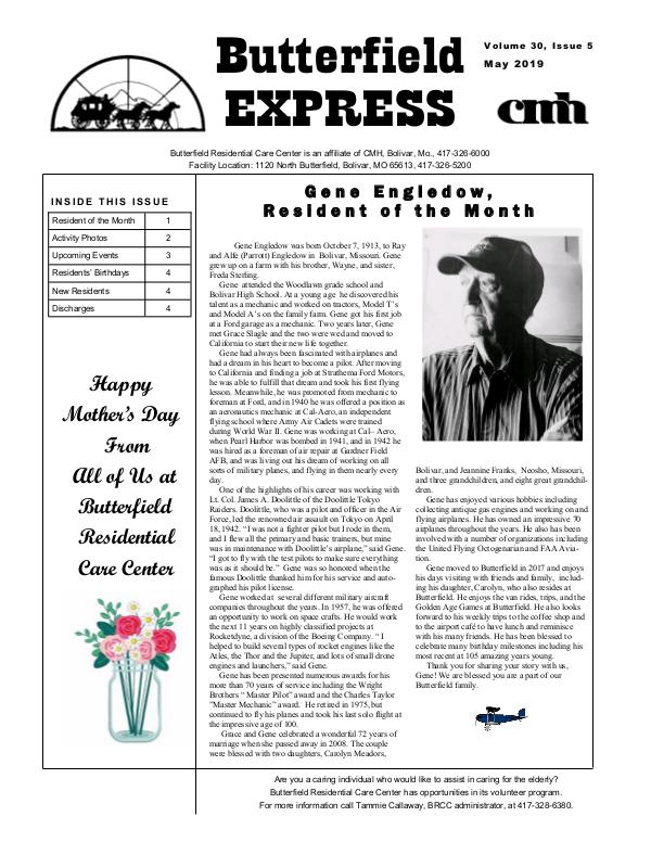 Butterfield Residential Care Center's Butterfield Express May 2019