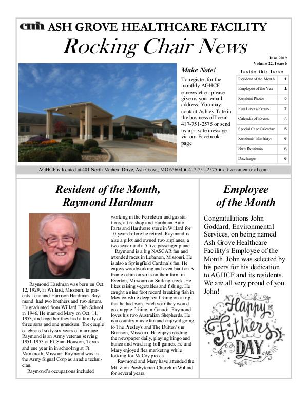 Ash Grove Healthcare Facility's Rocking Chair News June 2019
