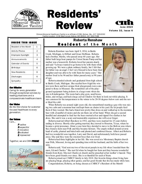 CMHCF Residents' Review June 2019