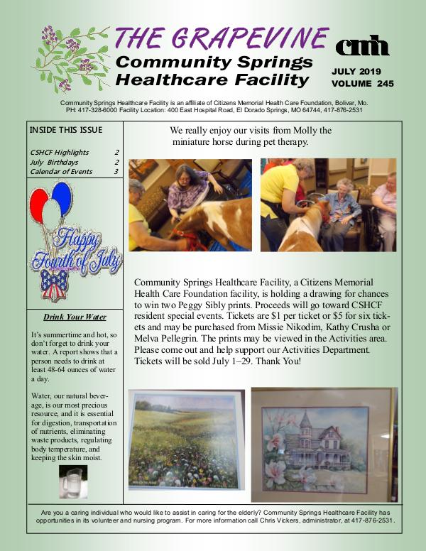 Community Springs Healthcare Facility's The Grapevine July 2019