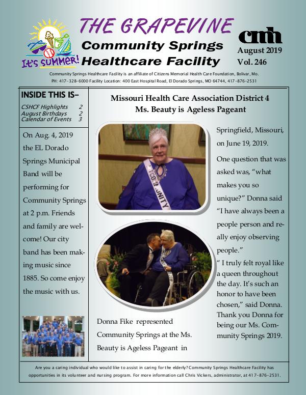 Community Springs Healthcare Facility's The Grapevine August 2019