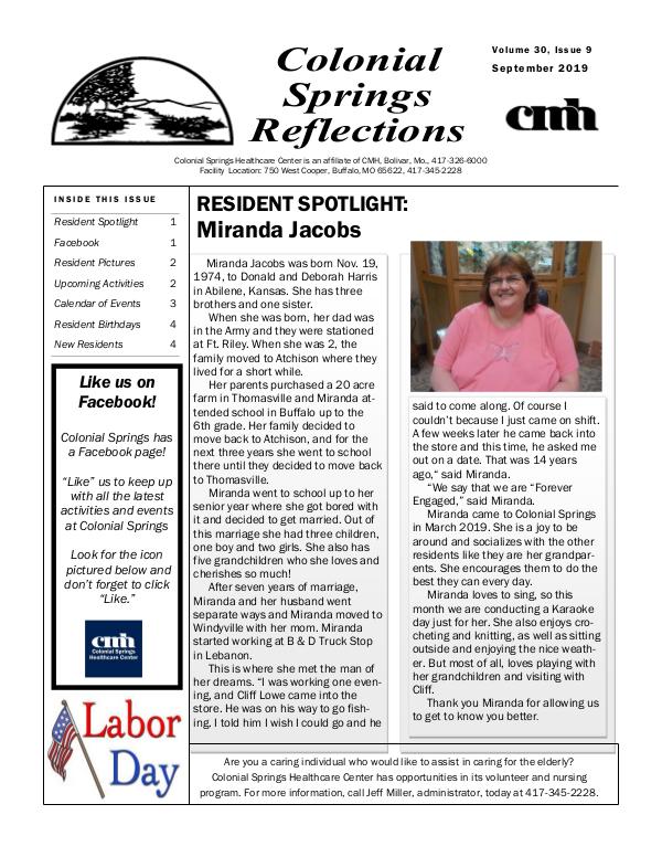 Colonial Springs Reflections September 2019