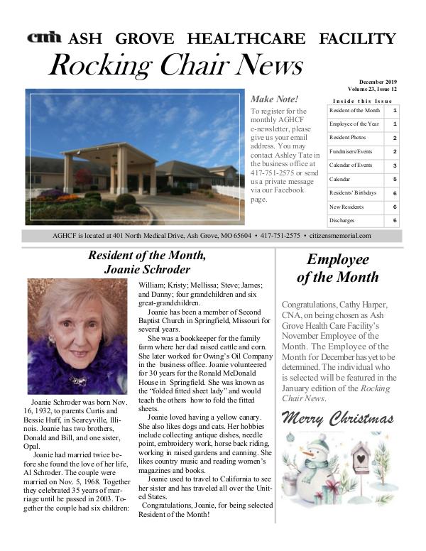Ash Grove Healthcare Facility's Rocking Chair News December 2019