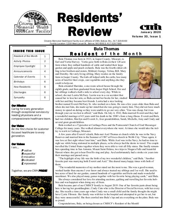 CMHCF Residents' Review January 2020
