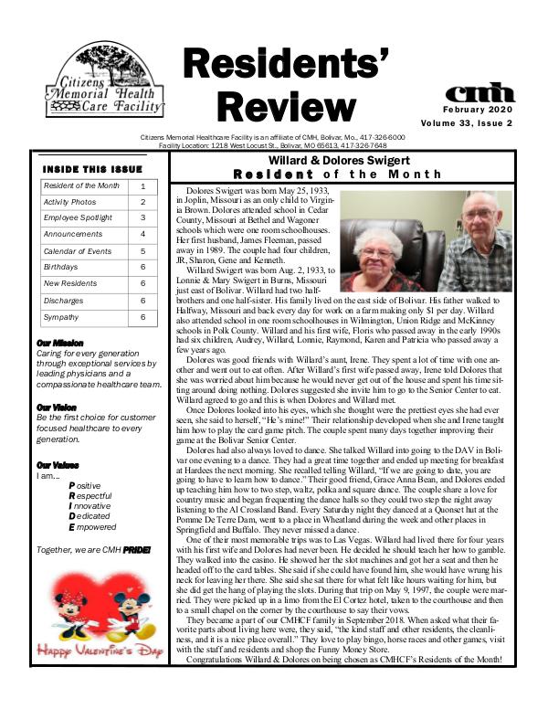CMHCF Residents' Review February 2020