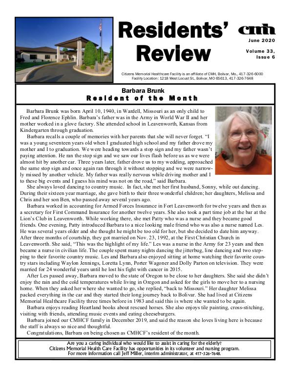 CMHCF Residents' Review June 2020