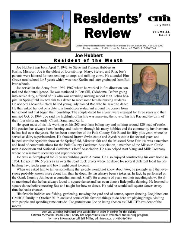 CMHCF Residents' Review July 2020