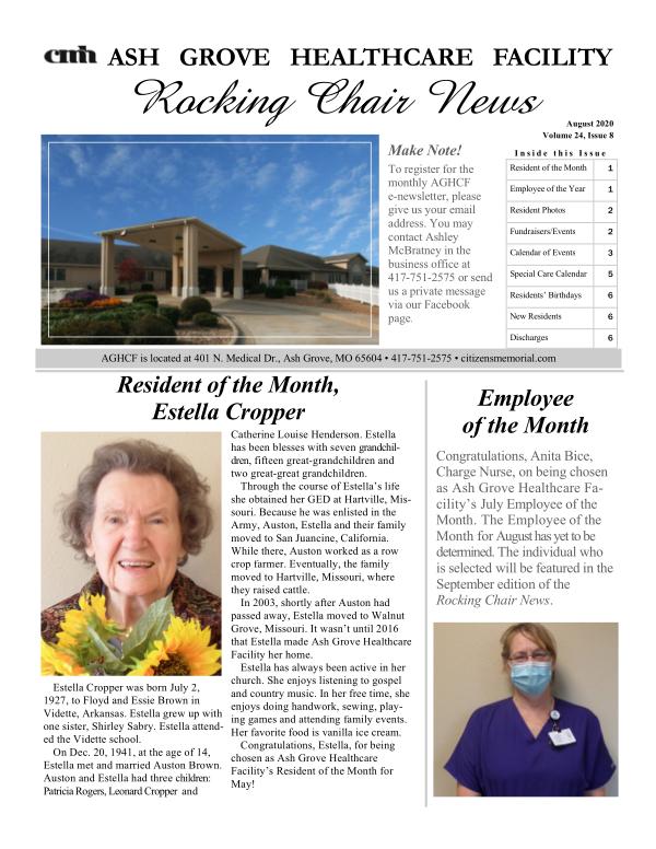 Ash Grove Healthcare Facility's Rocking Chair News August 2020