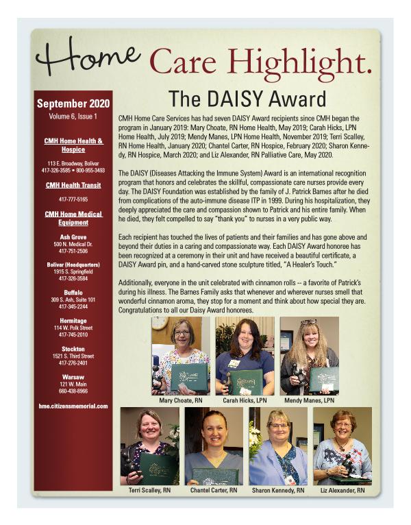 CMH Home Care Services Newsletter September 2020