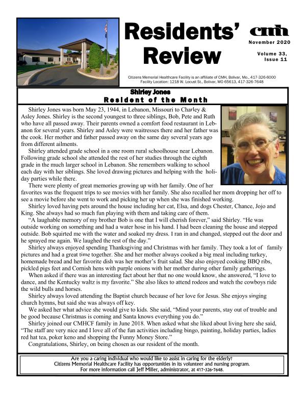 CMHCF Residents' Review November 2020