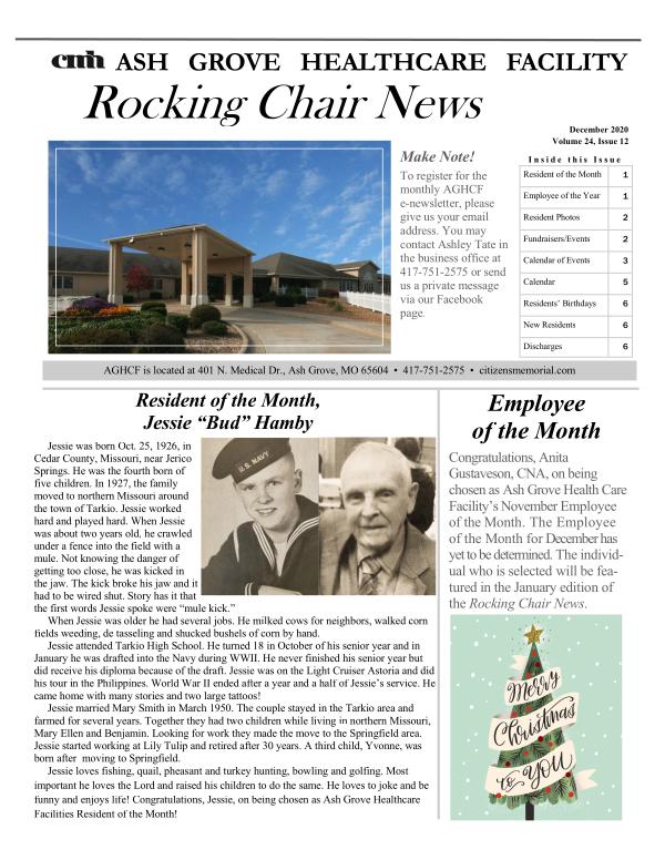 Ash Grove Healthcare Facility Rocking Chair News December 2020