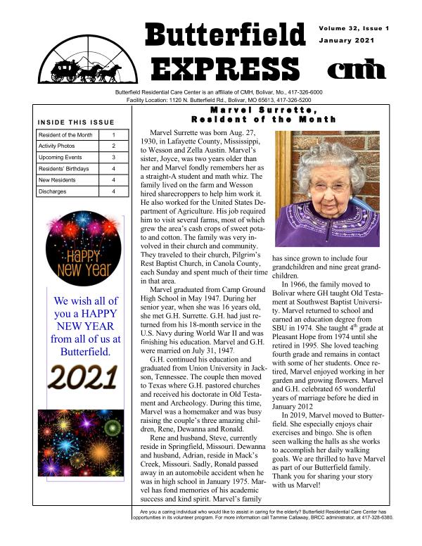 Butterfield Express January 2021