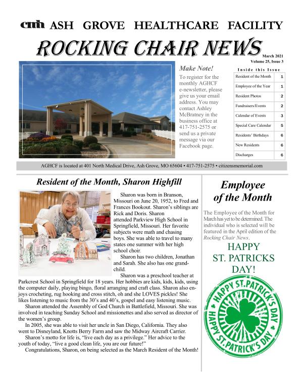 Ash Grove Healthcare Facility Rocking Chair News March 2021