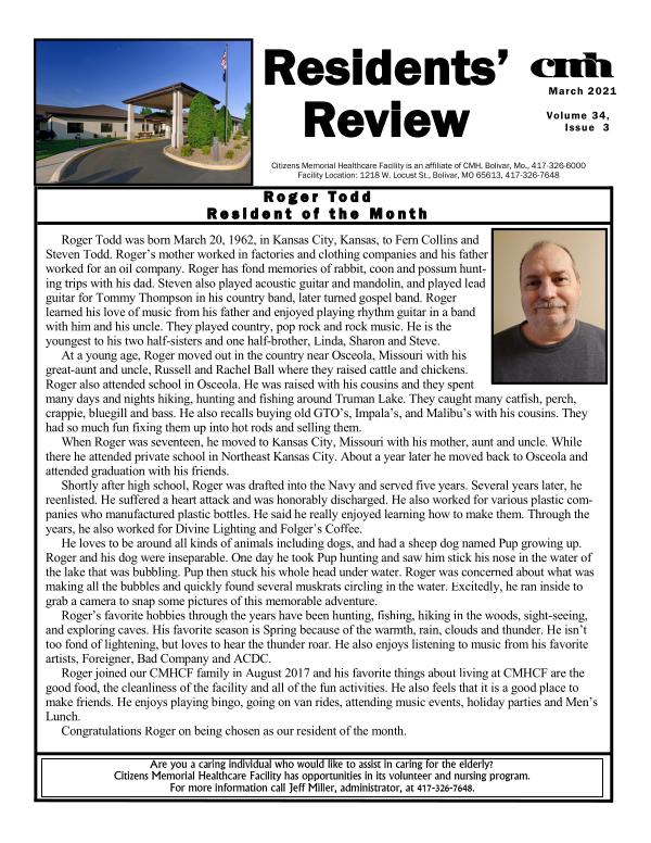 CMHCF Residents' Review March 2021