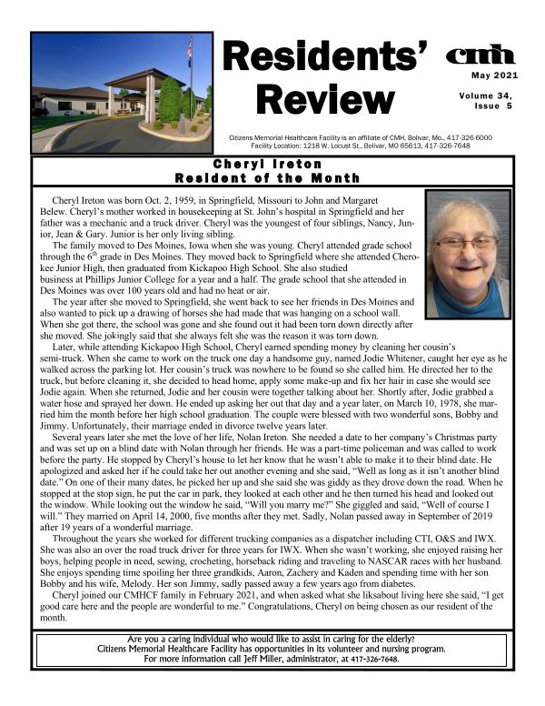 CMHCF Residents' Review May 2021