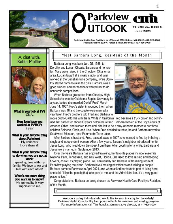 Parkview Outlook June 2021