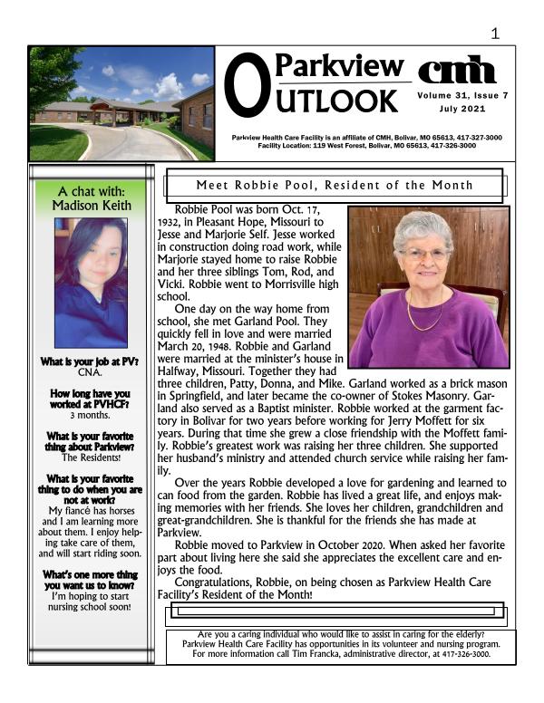 Parkview Outlook July 2021