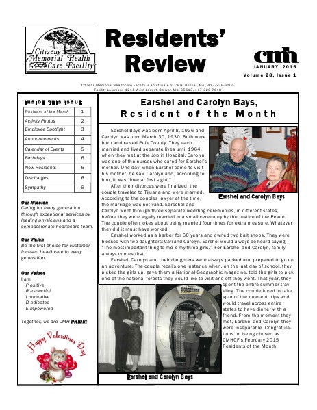 CMHCF Residents' Review February 2015