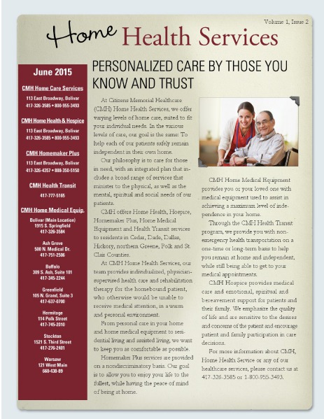 Home Health Services eNewsletter June 2015