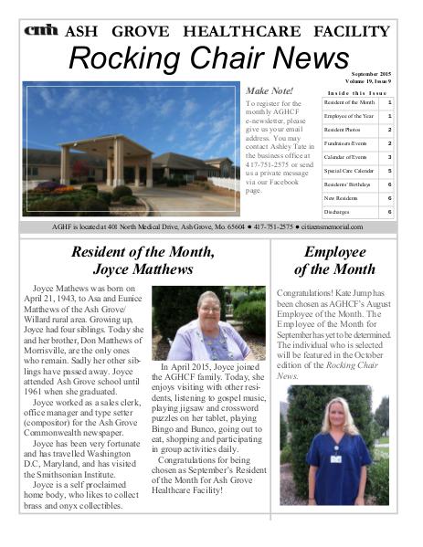 Ash Grove Healthcare Facility's Rocking Chair News September 2015