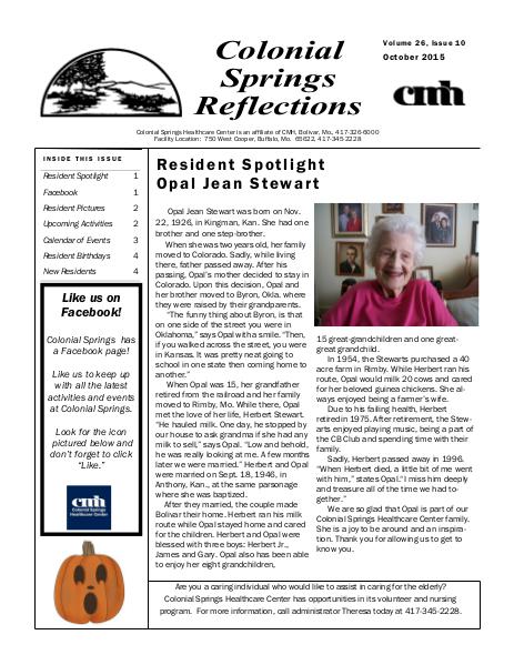 Colonial Springs Reflections October 2015