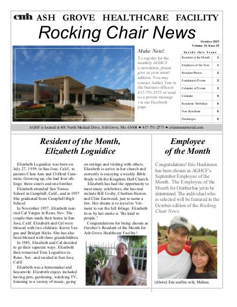 Ash Grove Healthcare Facility's Rocking Chair News October 2015