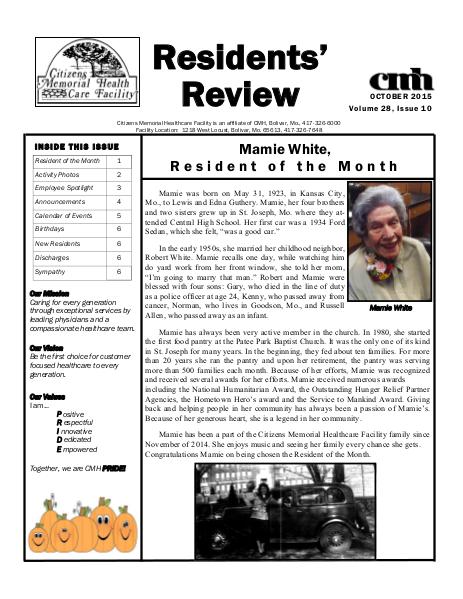 CMHCF Residents' Review October 2015