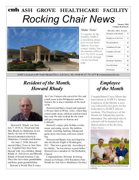 Ash Grove Healthcare Facility's Rocking Chair News February 2016