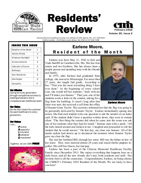 CMHCF Residents' Review February 2016