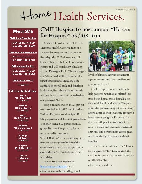 Home Health Services eNewsletter March 2016