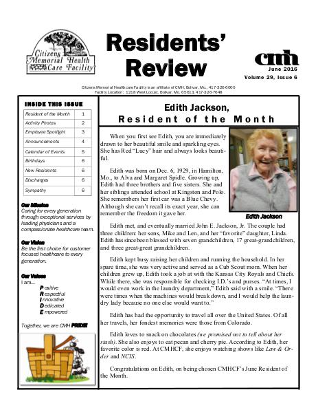 CMHCF Residents' Review June 2016