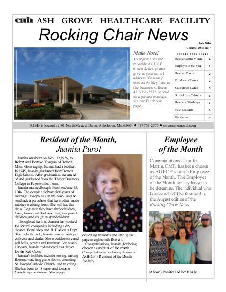 Ash Grove Healthcare Facility's Rocking Chair News 2016