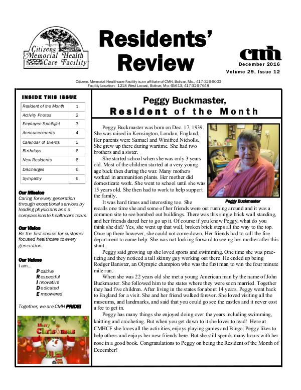 CMHCF Residents' Review December 2016