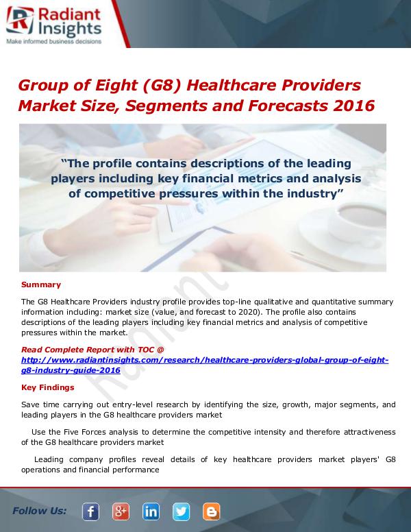 Pharmaceuticals and Healthcare Reports Group of Eight (G8) Healthcare Providers Market