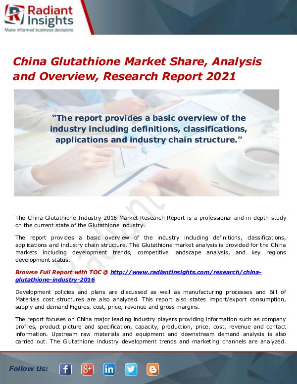 Pharmaceuticals and Healthcare Reports Glutathione Market
