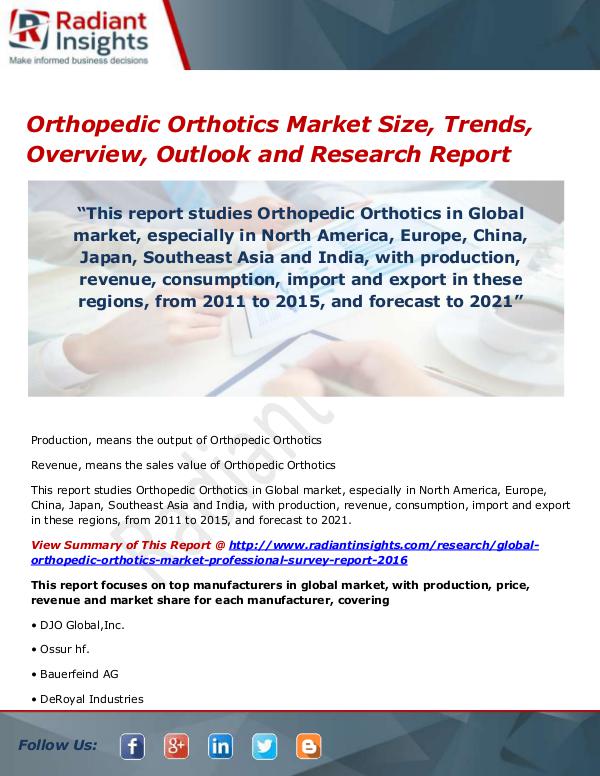 Pharmaceuticals and Healthcare Reports Orthopedic Orthotics Market