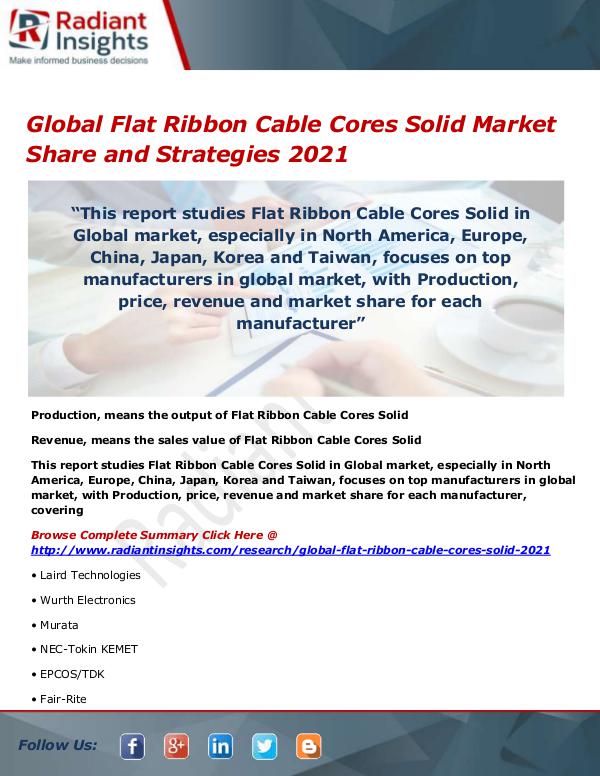 Electronics Research Reports by Radiant Insights Global Flat Ribbon Cable Cores Solid Market