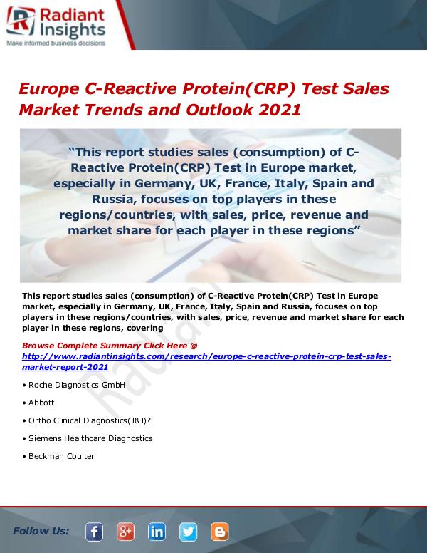 Pharmaceuticals and Healthcare Reports Europe C-Reactive Protein(CRP) Test Sales Market