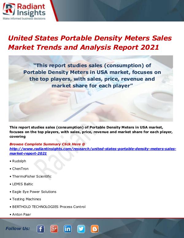 Electronics Research Reports by Radiant Insights United States Portable Density Meters Sales Market